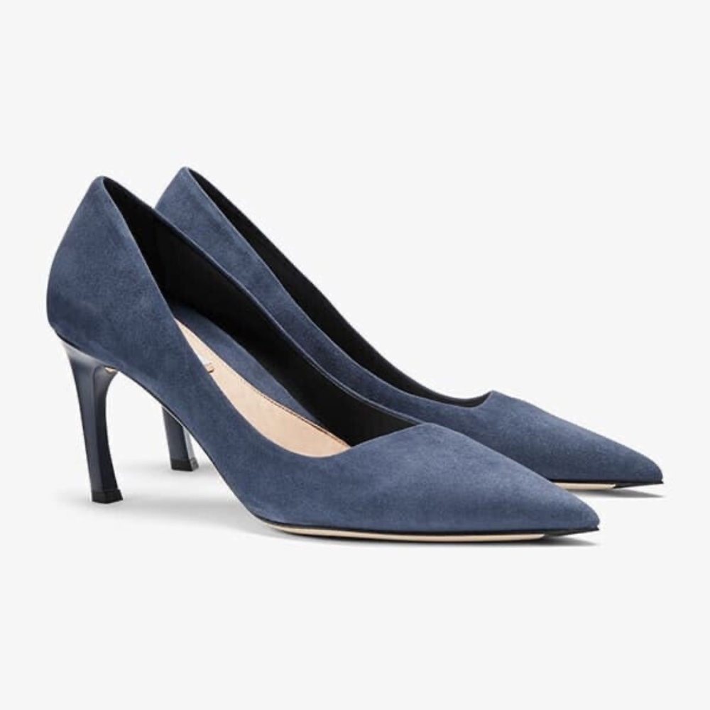 M.M. LaFleur Ginger Suede Pumps Womens 6 EU 36 Navy Blue Classic Heel MM $345